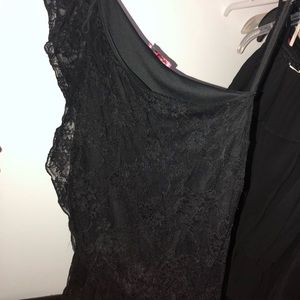 One sleeve black lace shirt